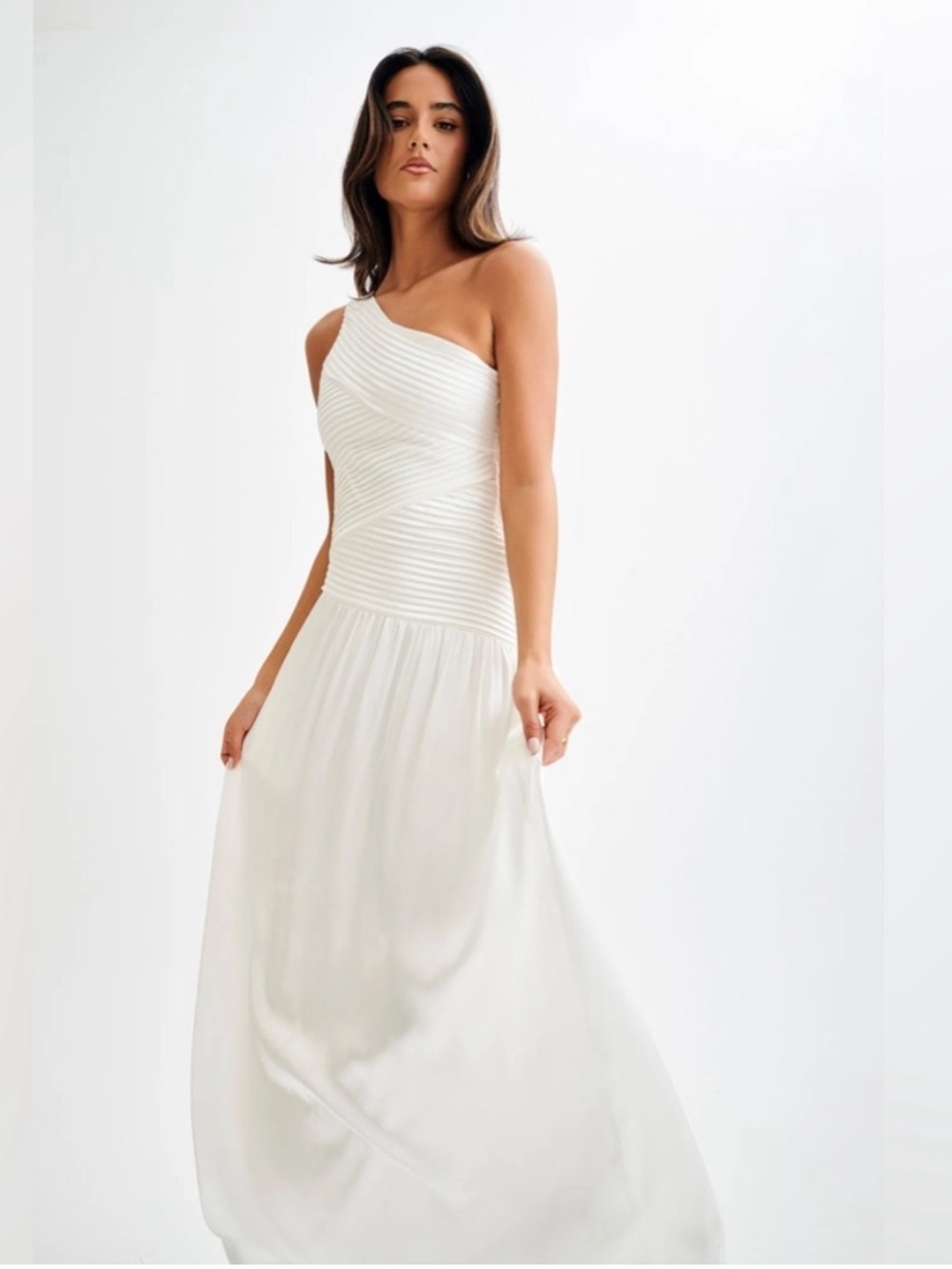 Meshki One-Shoulder White Maxi Dress